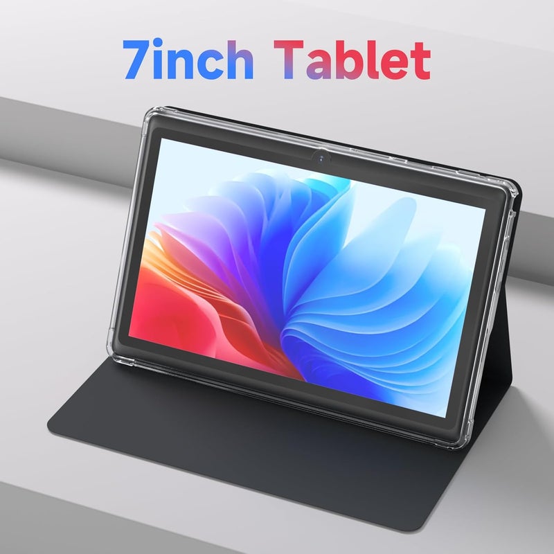 Aheadlink Android 14 Tablet 7 inch Tablets with Case, 8GB RAM 32GB ROM 1TB Expand, Quad-Core Processor Tablet PC, 1024 x 600 IPS Screen, Dual Camera, 3000mAh Battery, Bluetooth, WiFi, GMS, Widevine L1, Black - Image 2